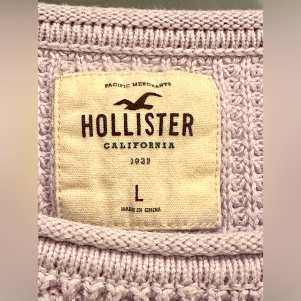 Hollister Knit Waffle Style Crew neck Light Pink Cardigan Sweater Large - Picture 3 of 7